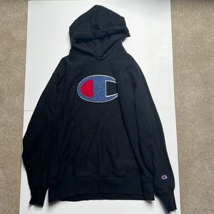 Black champion reverse weave hoodie